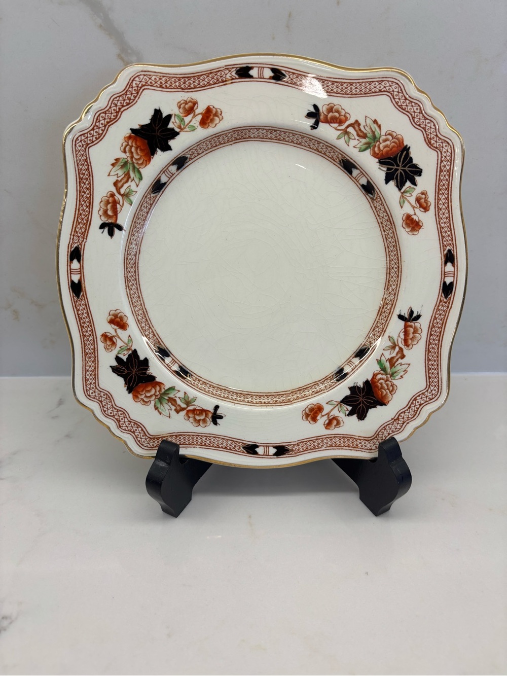 Antique Duchess Royal Imari Plate England Art Deco Pattern in Cream and Brown